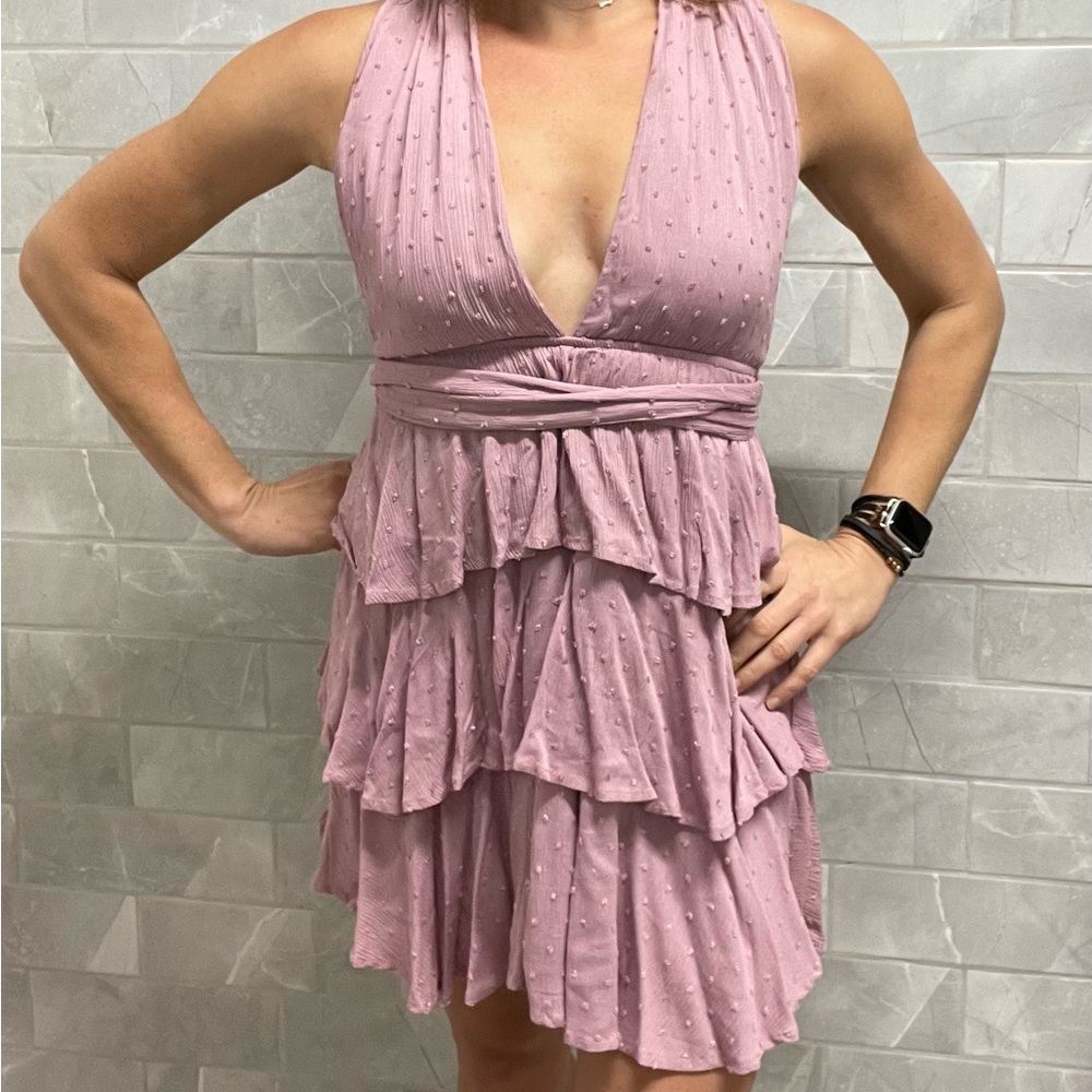 Tiered minidress with open back- great for a summer occasion!